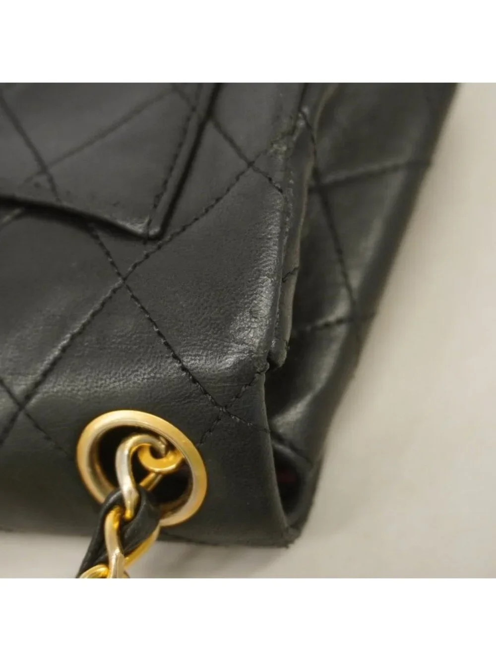 Chanel Shoulder Bag Quilted Lambskin Black Gold